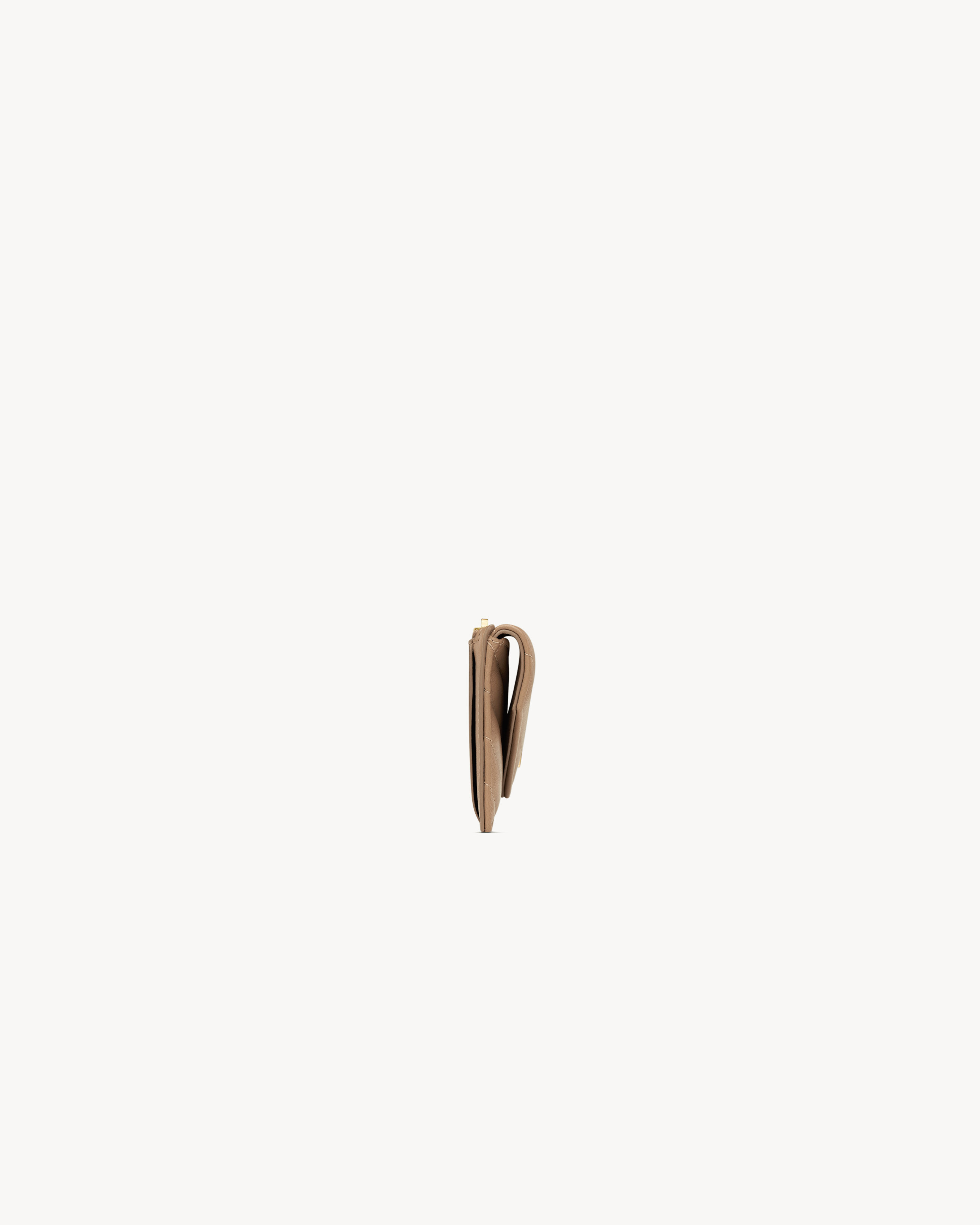 Saint Laurent Cassandre Fragments Flap Card Case In Lambskin In Brown