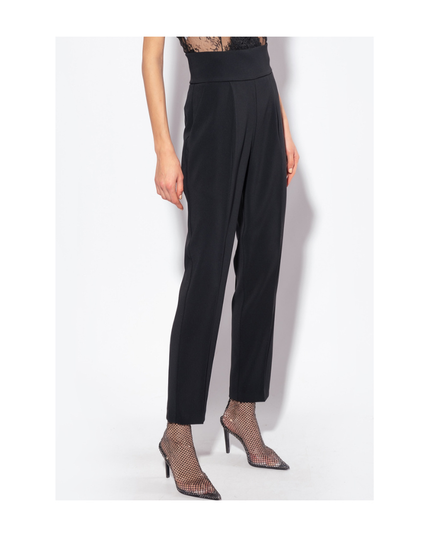 Pinko High-waisted Cropped Trousers In Black