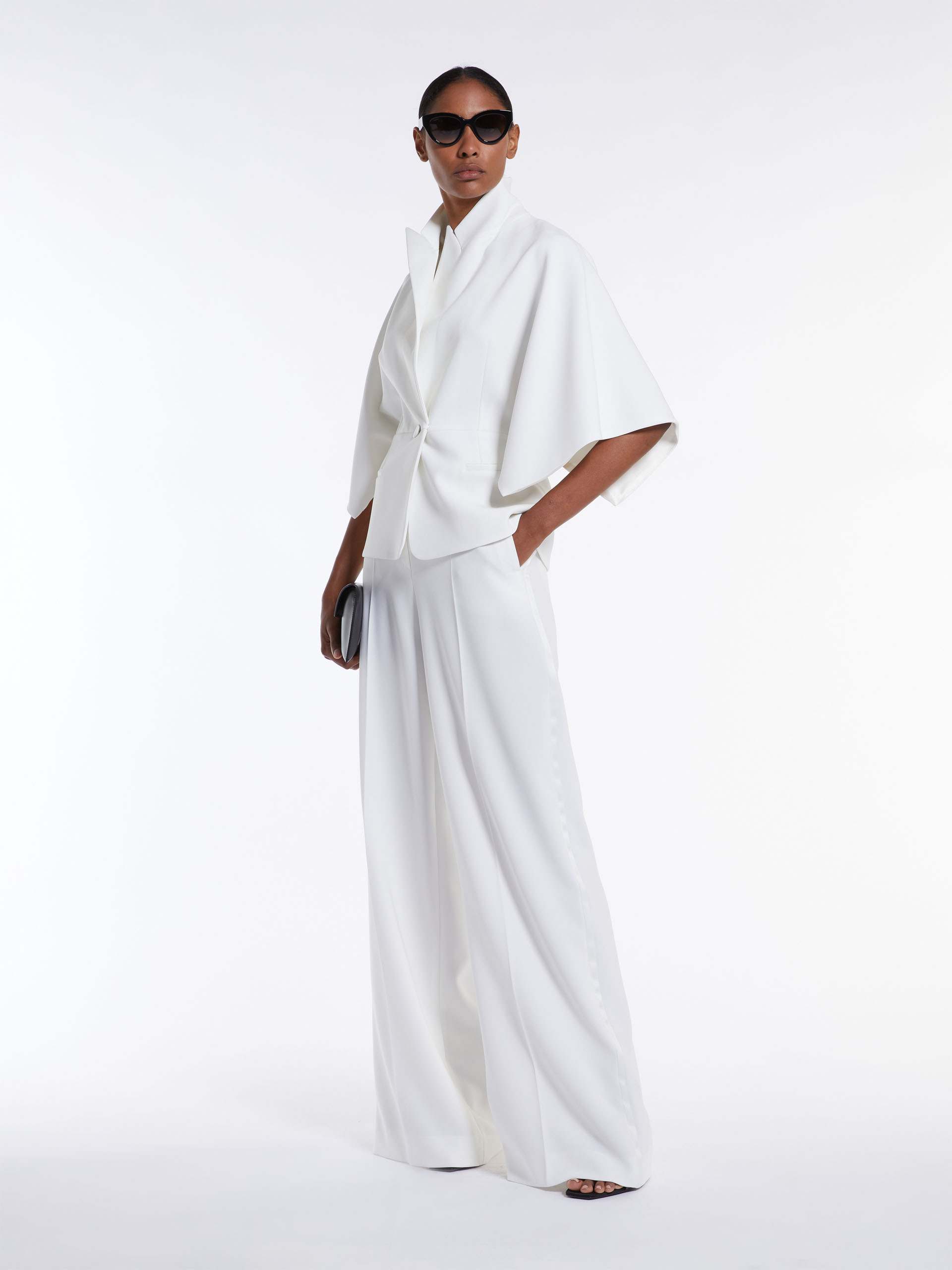 Max Mara High Belt Loop Casual Pants In White