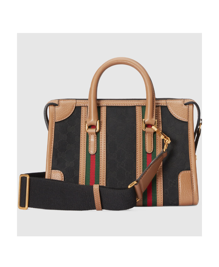 Gucci Double G Web-stripe Tote Bag In Black