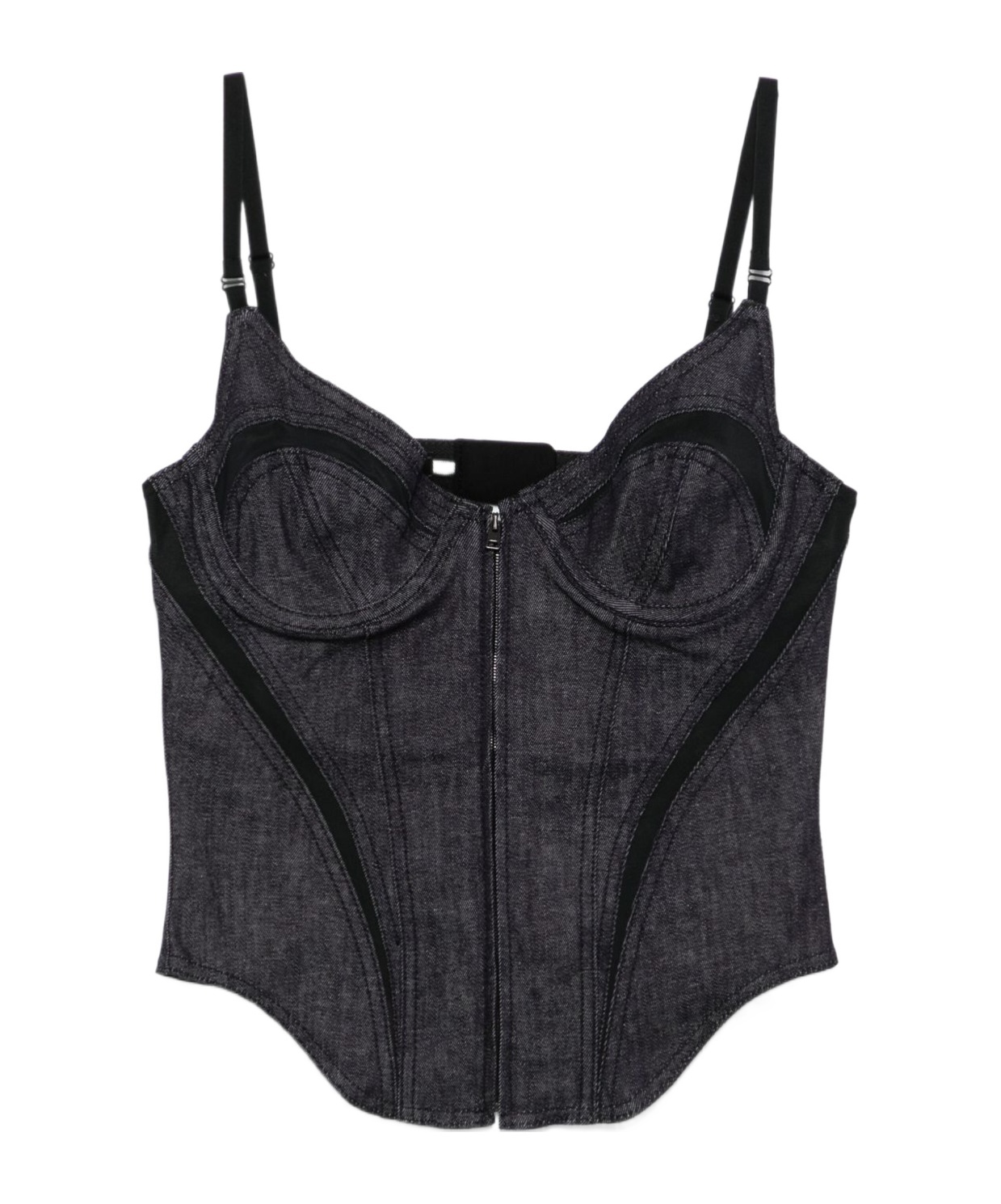 Mugler Denim Corset Top In Black