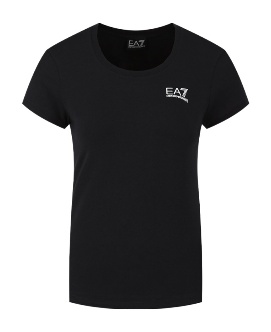 Shop Ea7 T-shirt With Round Neck And Short Sleeves In Black