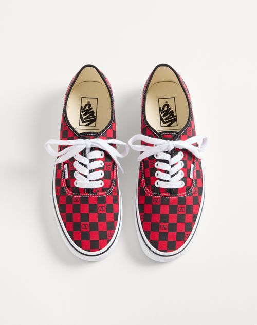 Valentino Garavani  Garavani And Vans Low-top Trainer In Fabric With Vlogo Checkerboard Pri In Red