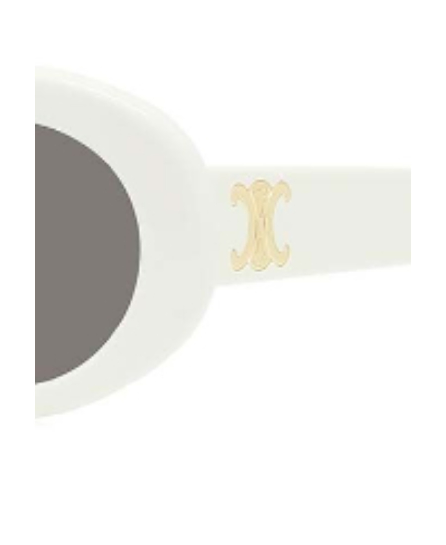 Celine Logo Sign Oval Frame Sunglasses In White