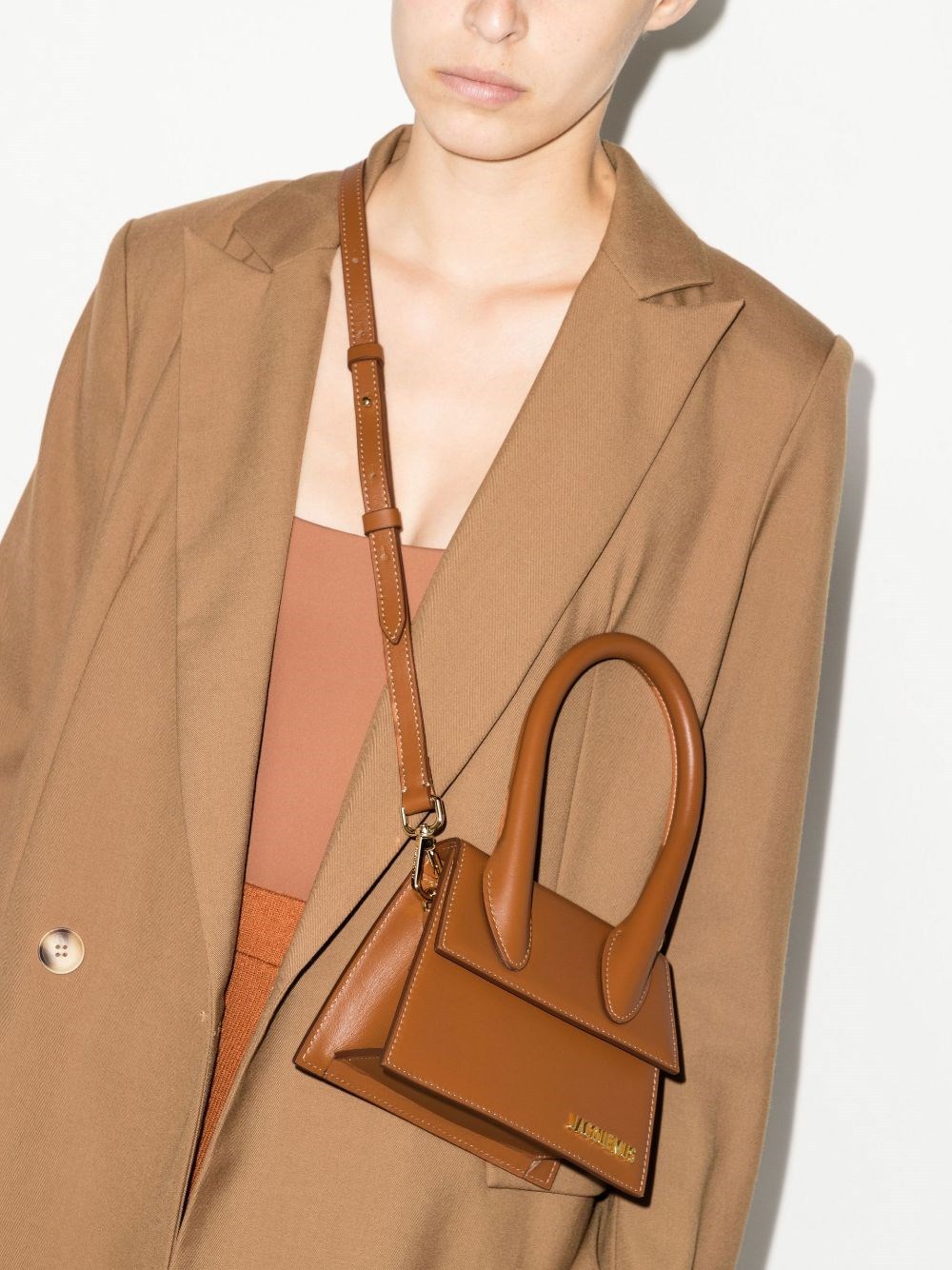 Jacquemus Logo Strap Satchel In Brown