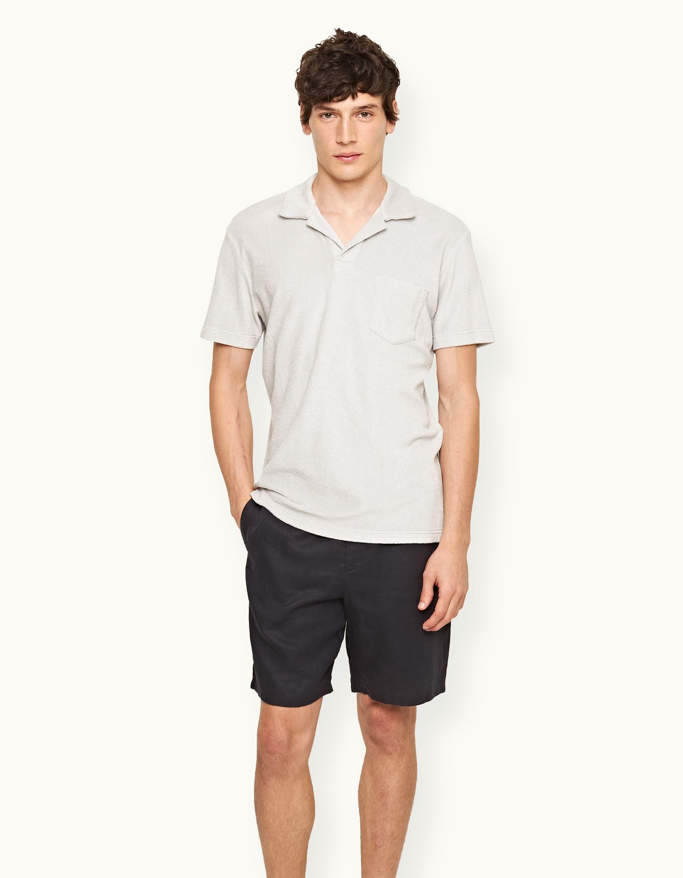 Orlebar Brown Terry Towelling Resort Polo Shirt In White