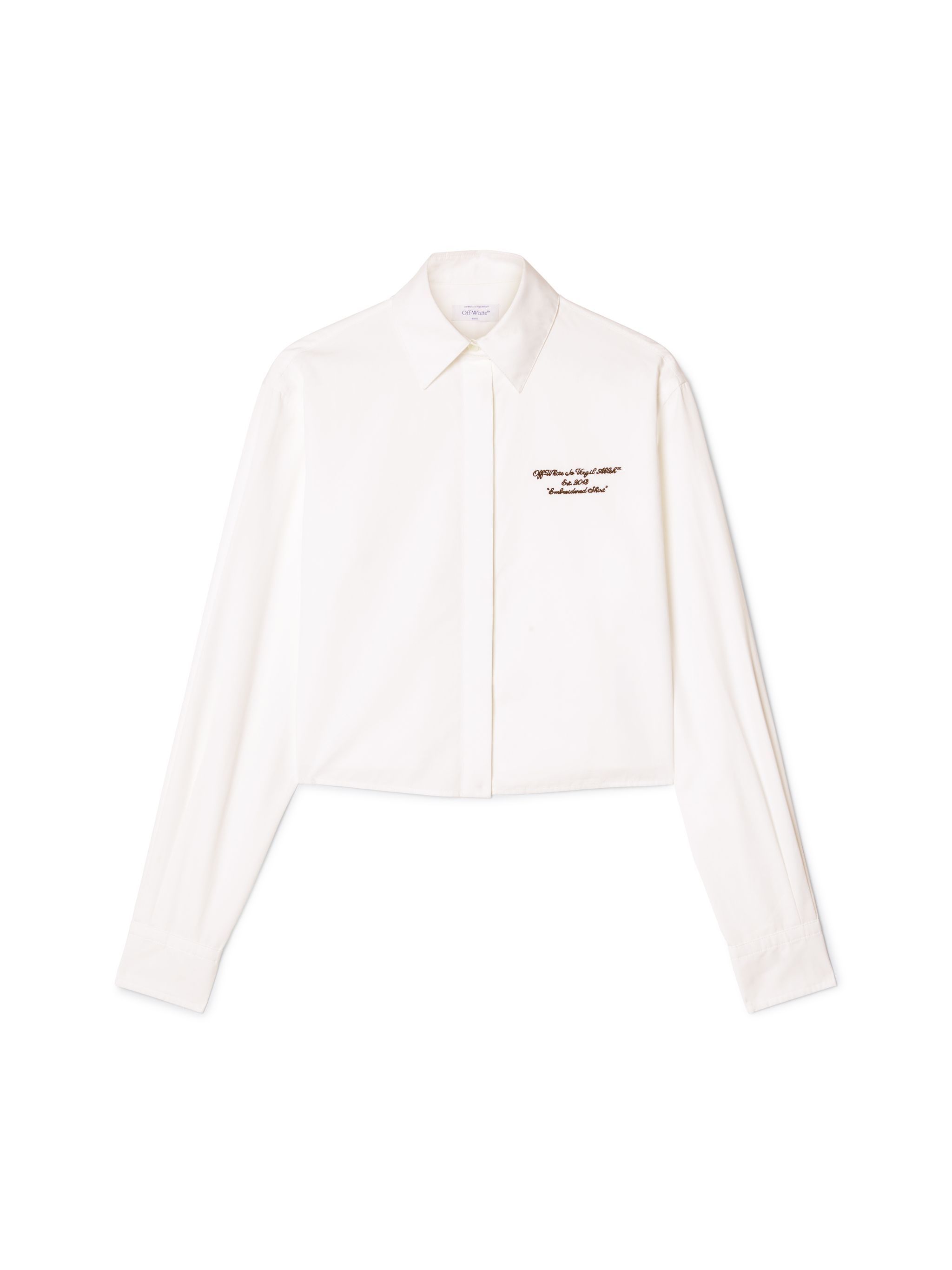 Off-white Embroidered Detail Poplin Cropped Shirt In White