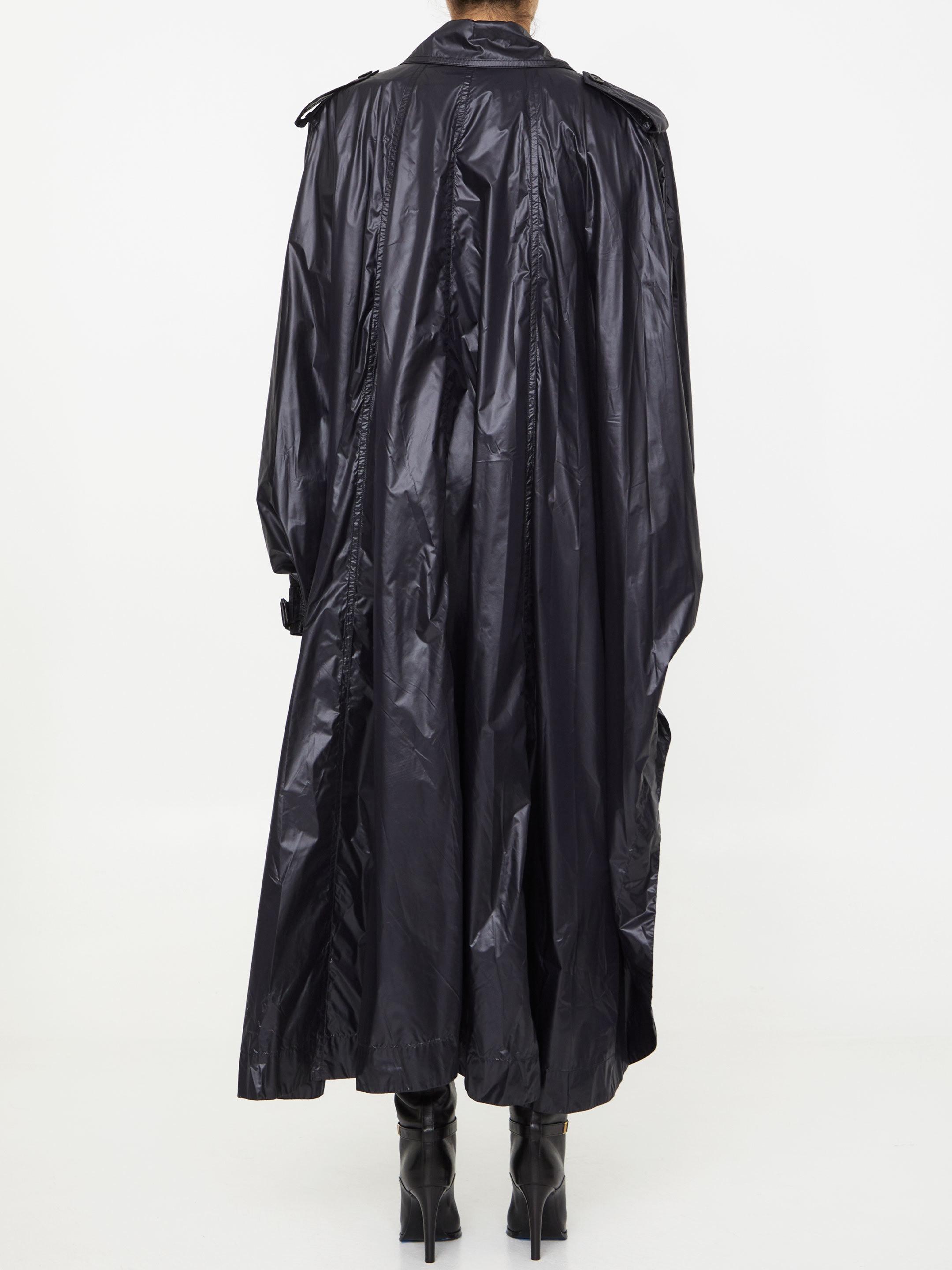 Saint Laurent Shoulder-pad Oversized Trench Coat In Black