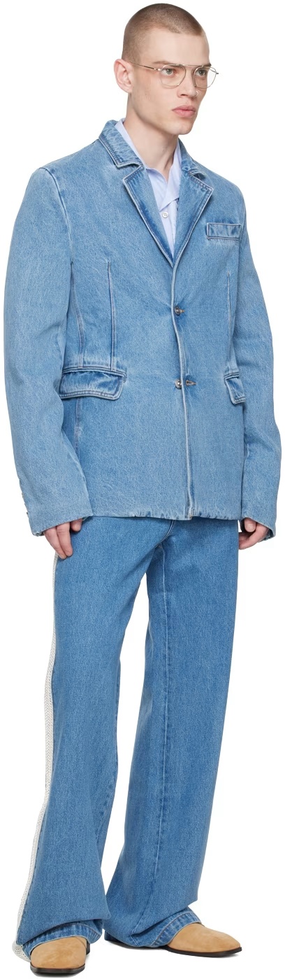 Shop Wales Bonner Eternity Button-down Suit Coat In Blue