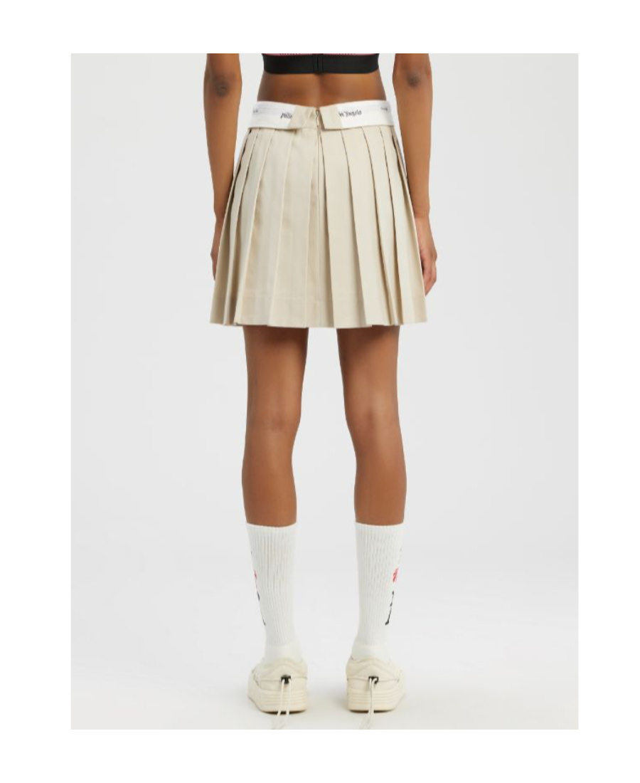 PALM ANGELS REVERSE WAISTBAND PLEATED MINISKIRT 