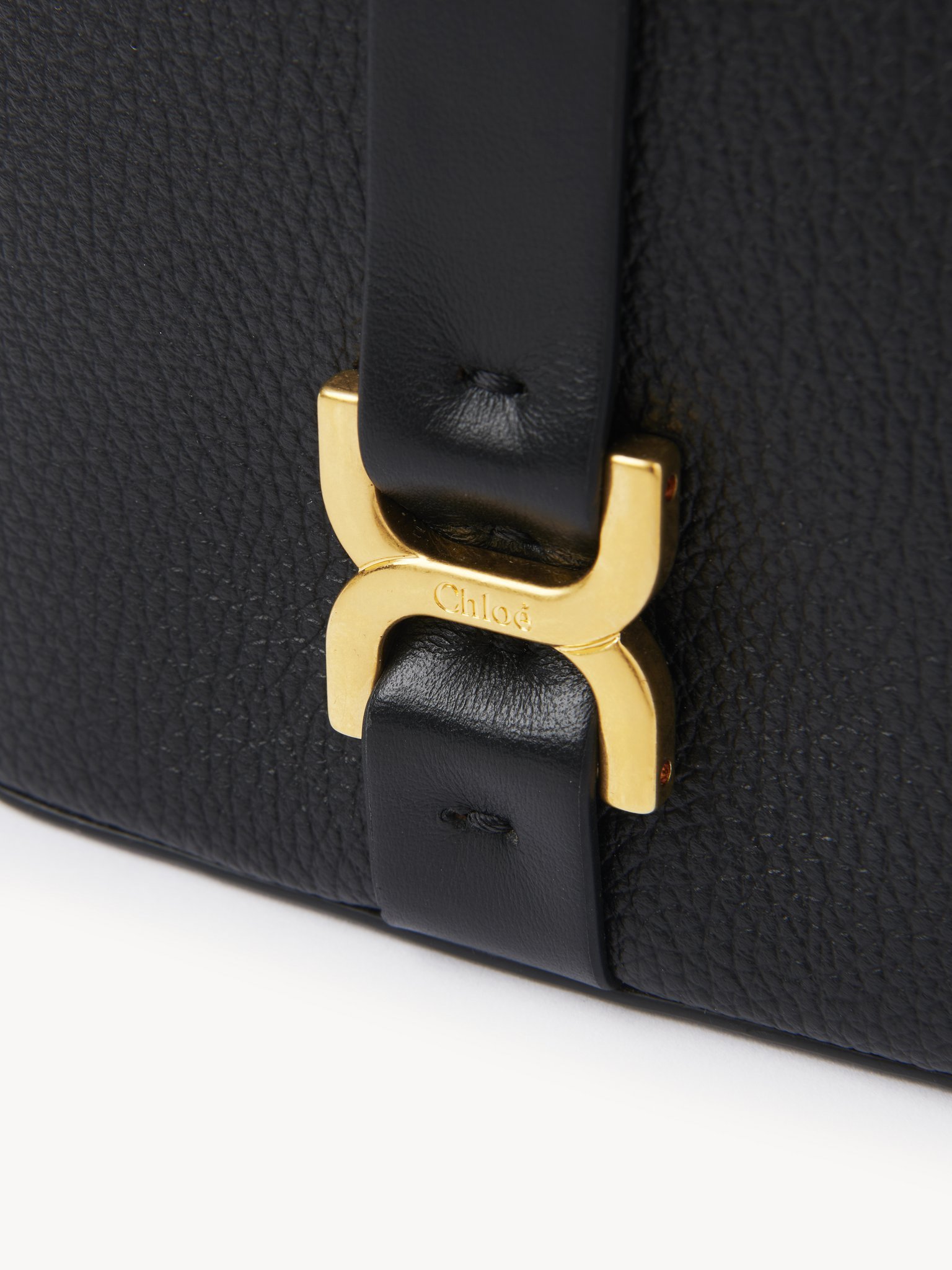 Chloé Small Marcie Vanity Leather Shoulder Bag In Black