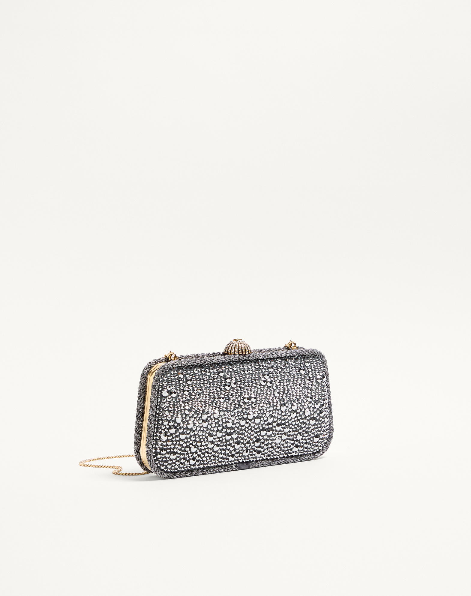 Valentino Garavani  Garavani Carry Secrets Minaudiere With Rhinestones Woman Crystal Uni In Silver