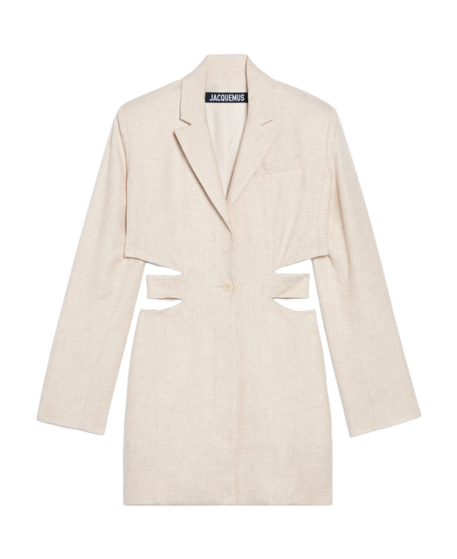 Jacquemus Bari Cutout Woven Mini Dress In White