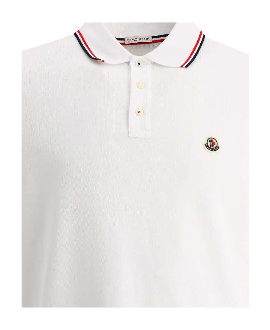 Moncler Cotton Polo Shirt With Logo In White