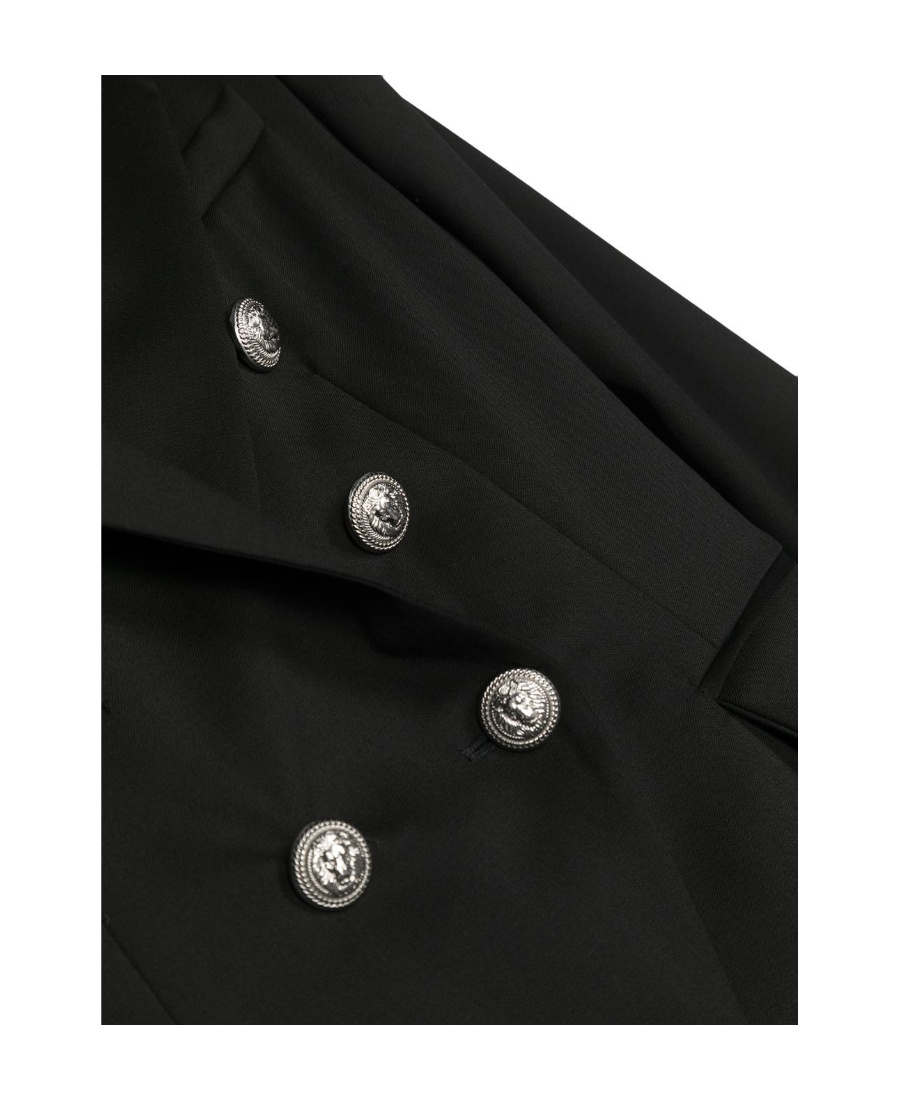 Balmain Virgin Wool Double-breasted Blazer In Black
