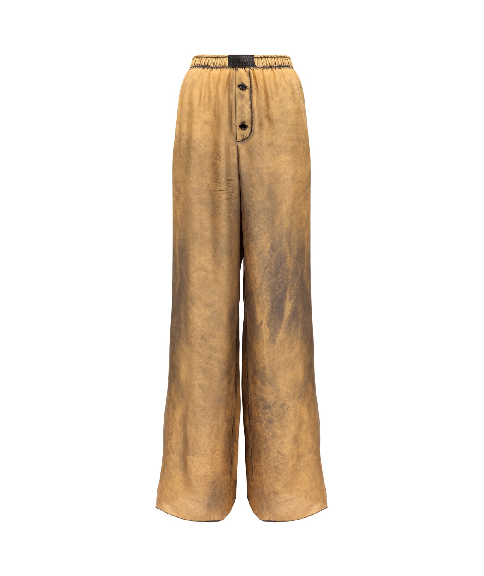 Shop Mm6 Maison Margiela Distressed-finish Flared Trousers In Nude