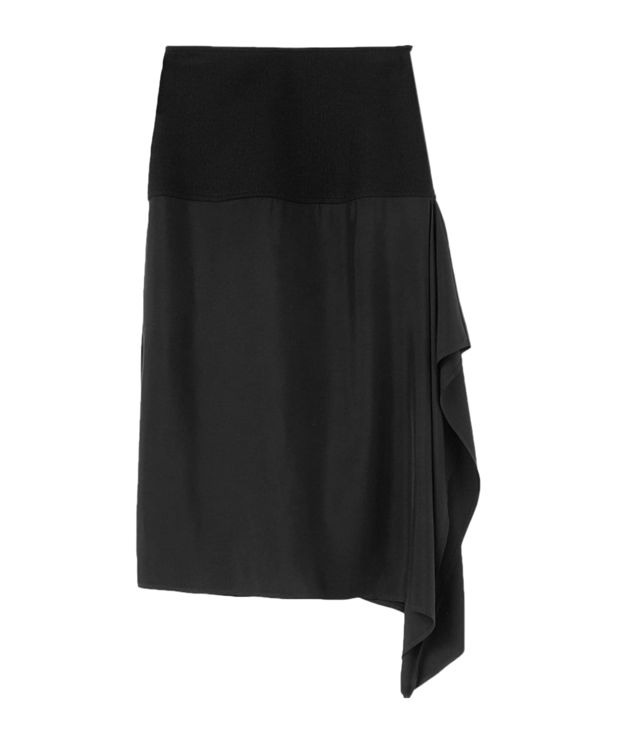 Jil Sander Wool Draped Midi Skirt In Black