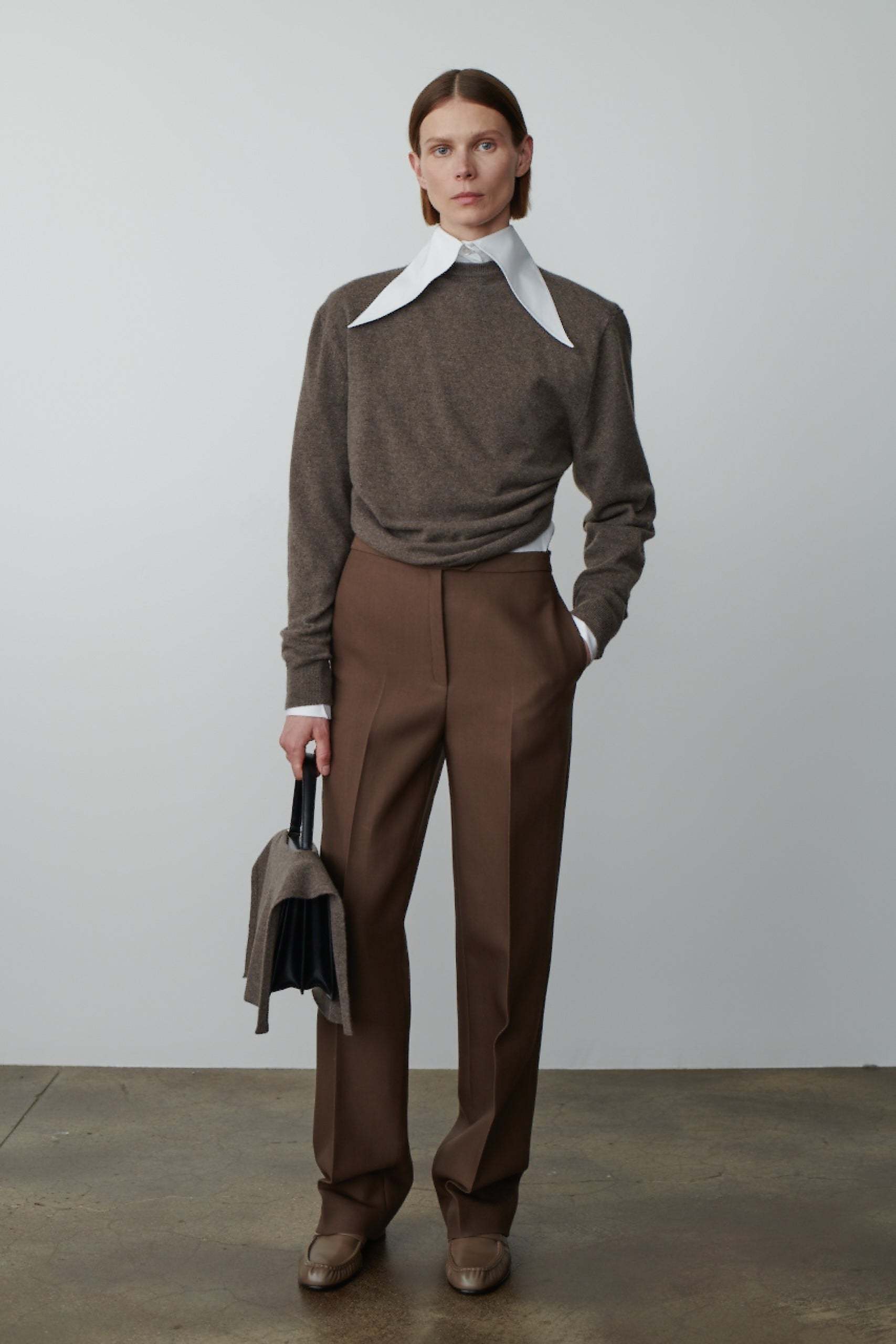 The Row Norbert Mohair And Wool Straight Pants In Green