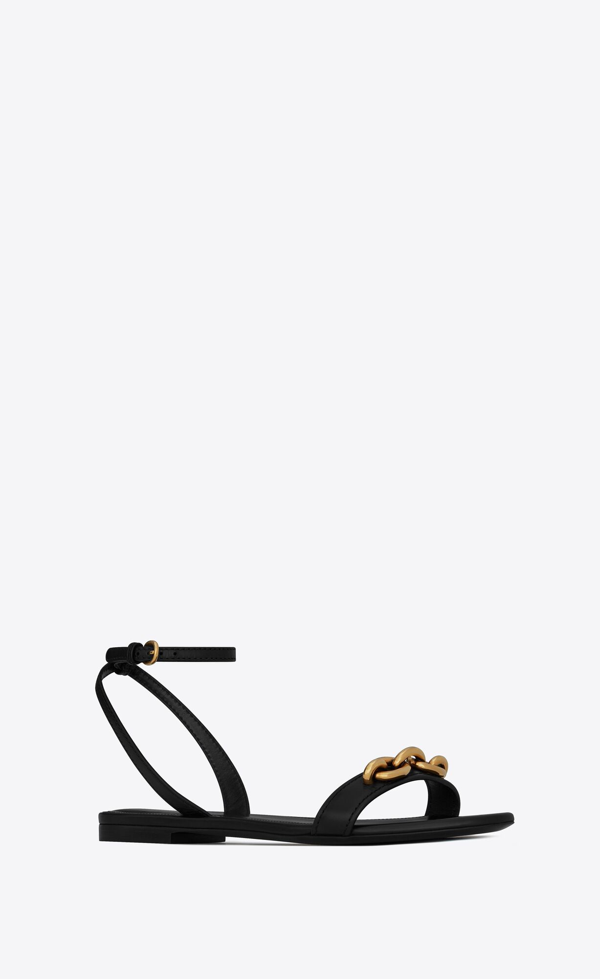 Saint Laurent Le Maillon Flat Sandals In Black