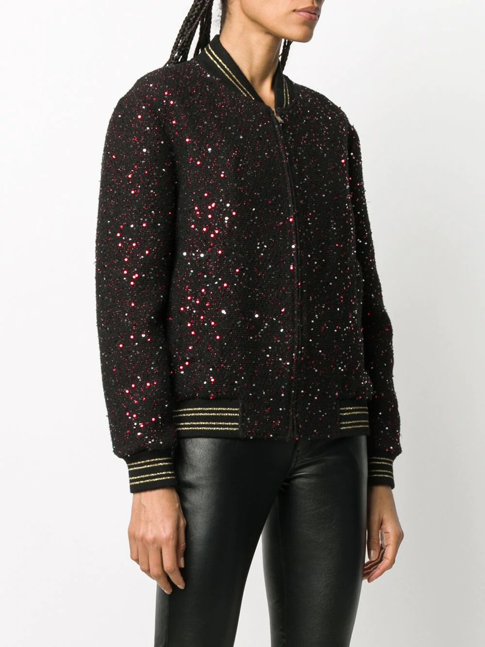 Saint Laurent Sequinned Bomber Jacket In Black