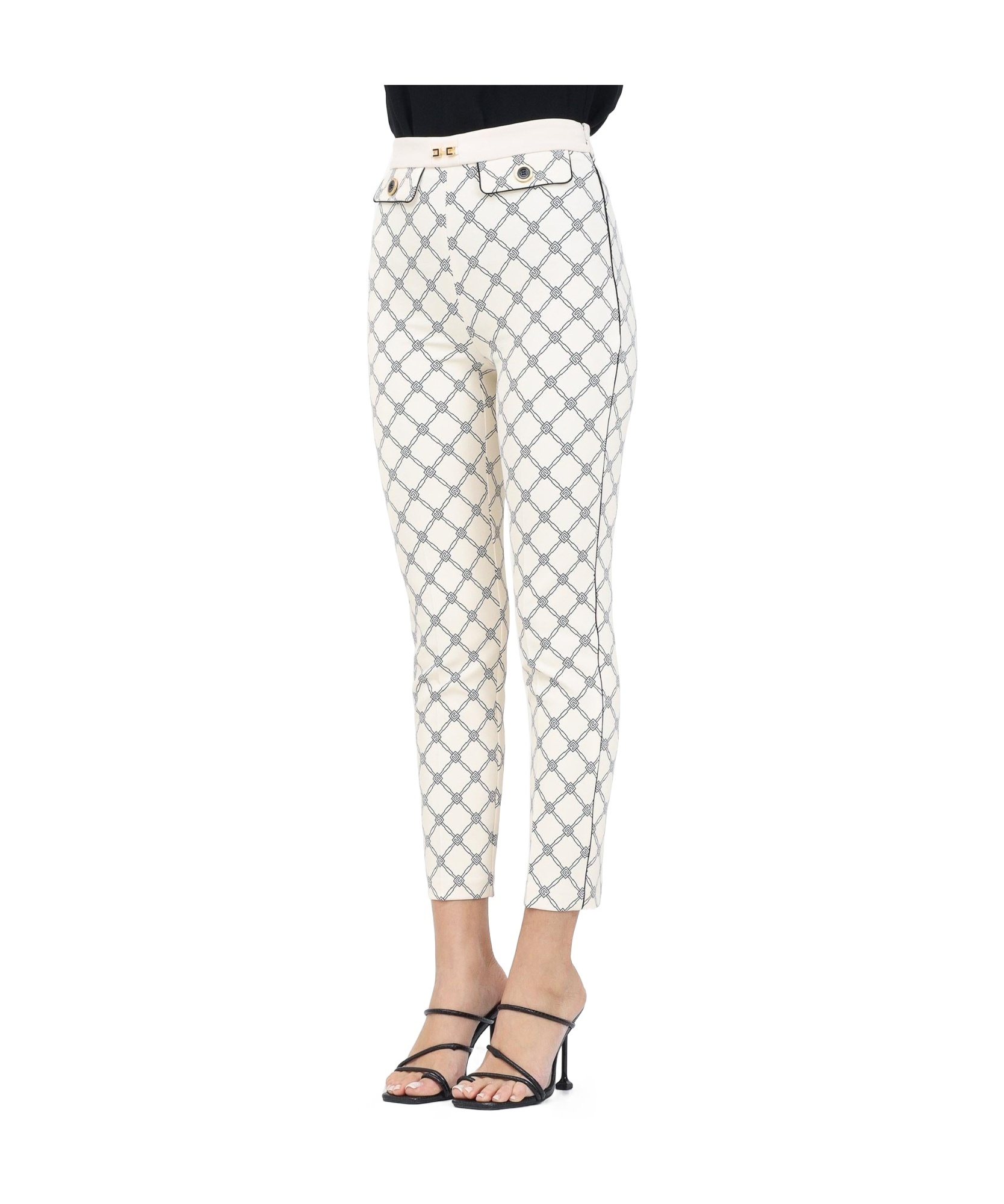 Elisabetta Franchi Printed Casual Pants In White