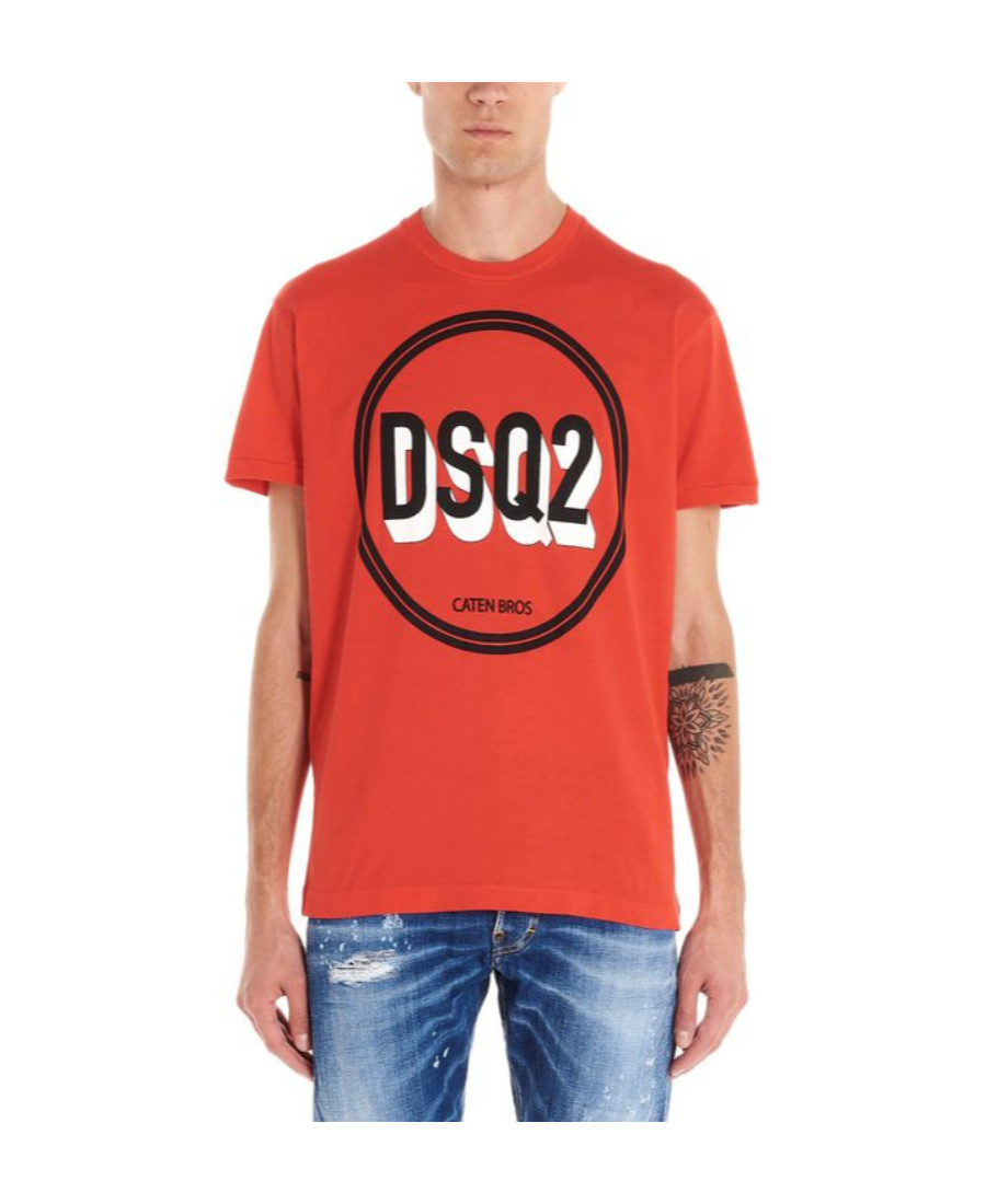 Dsquared2 Circle Logo Printed T-shirt In Red