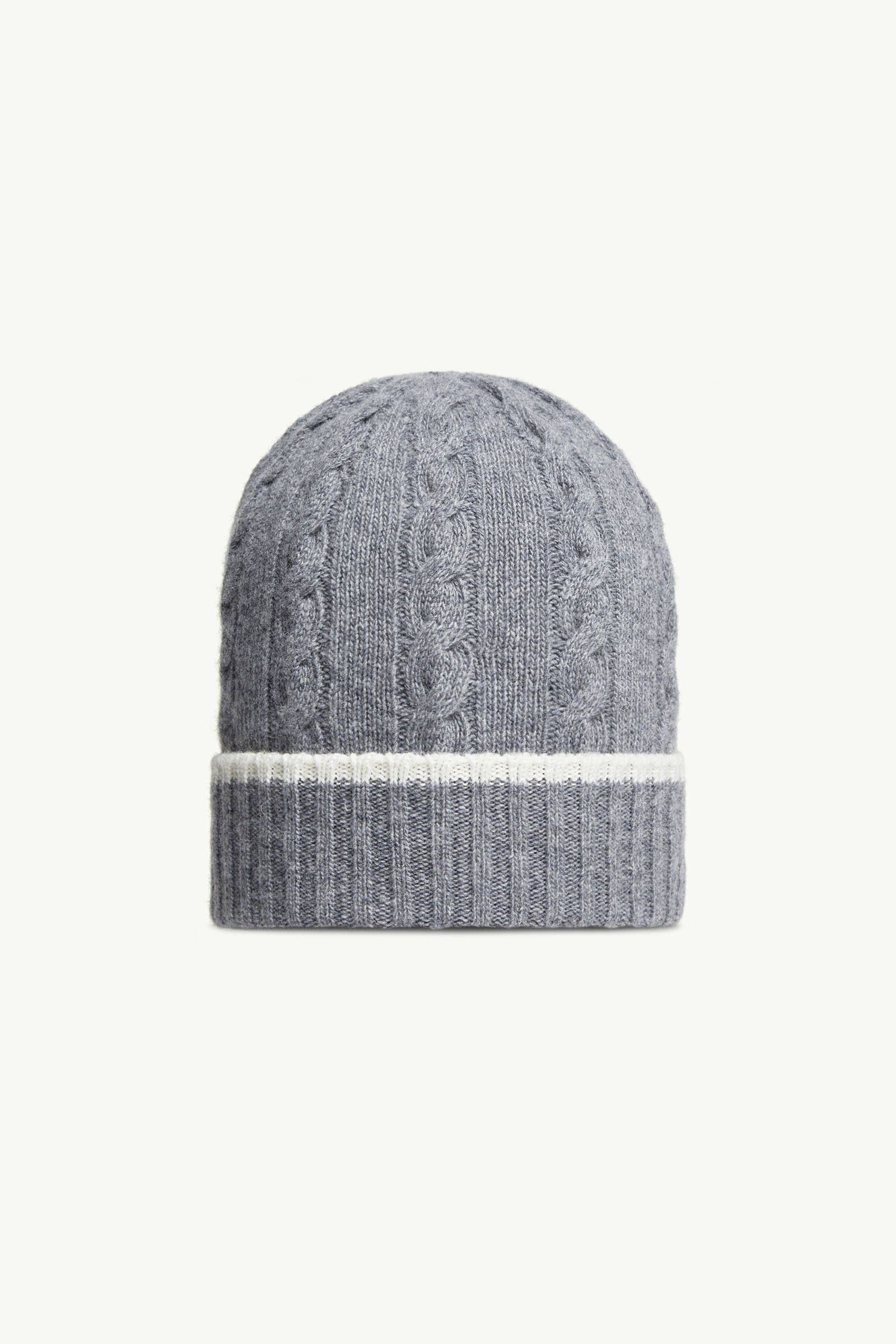 Moncler Stripe-trimmed Wool Beanie In Gray