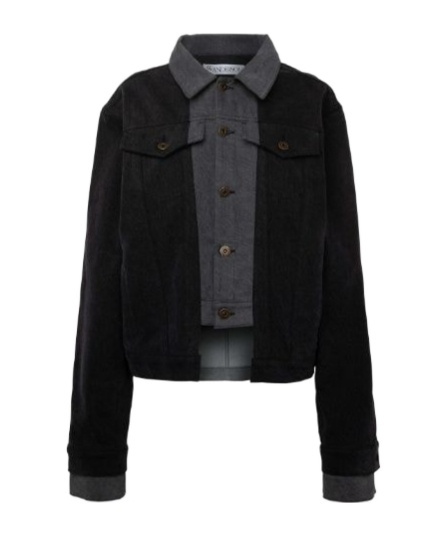 Jw Anderson Logo-appliqué Layered Denim Jacket In Black