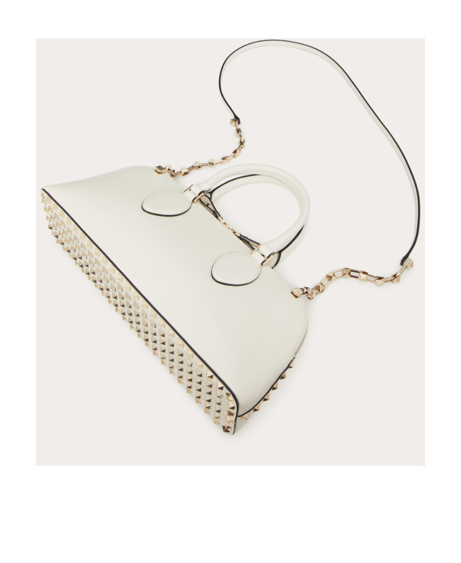Valentino Rockstud-embellished Leather Tote Bag In White