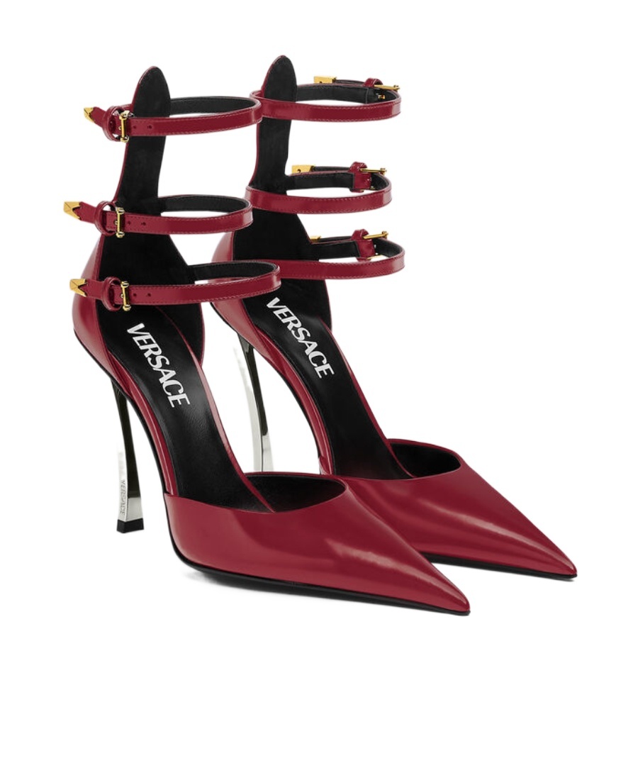 Versace 120mm Pointed-toe Leather Sandals In Red