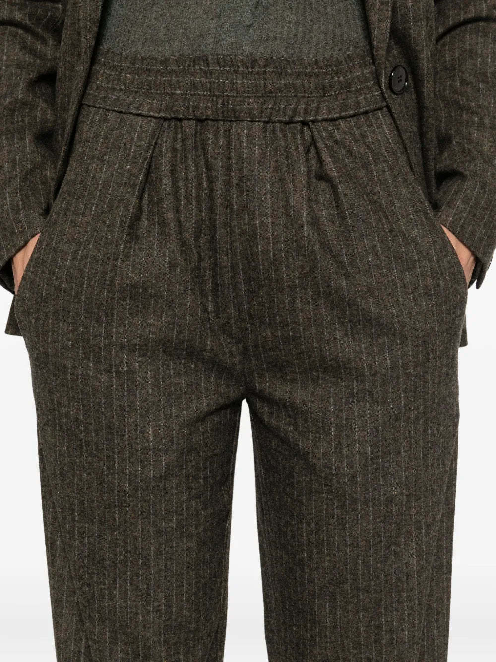 Isabel Marant Pinstripe Elastic-waist Tailored Trousers In Brown