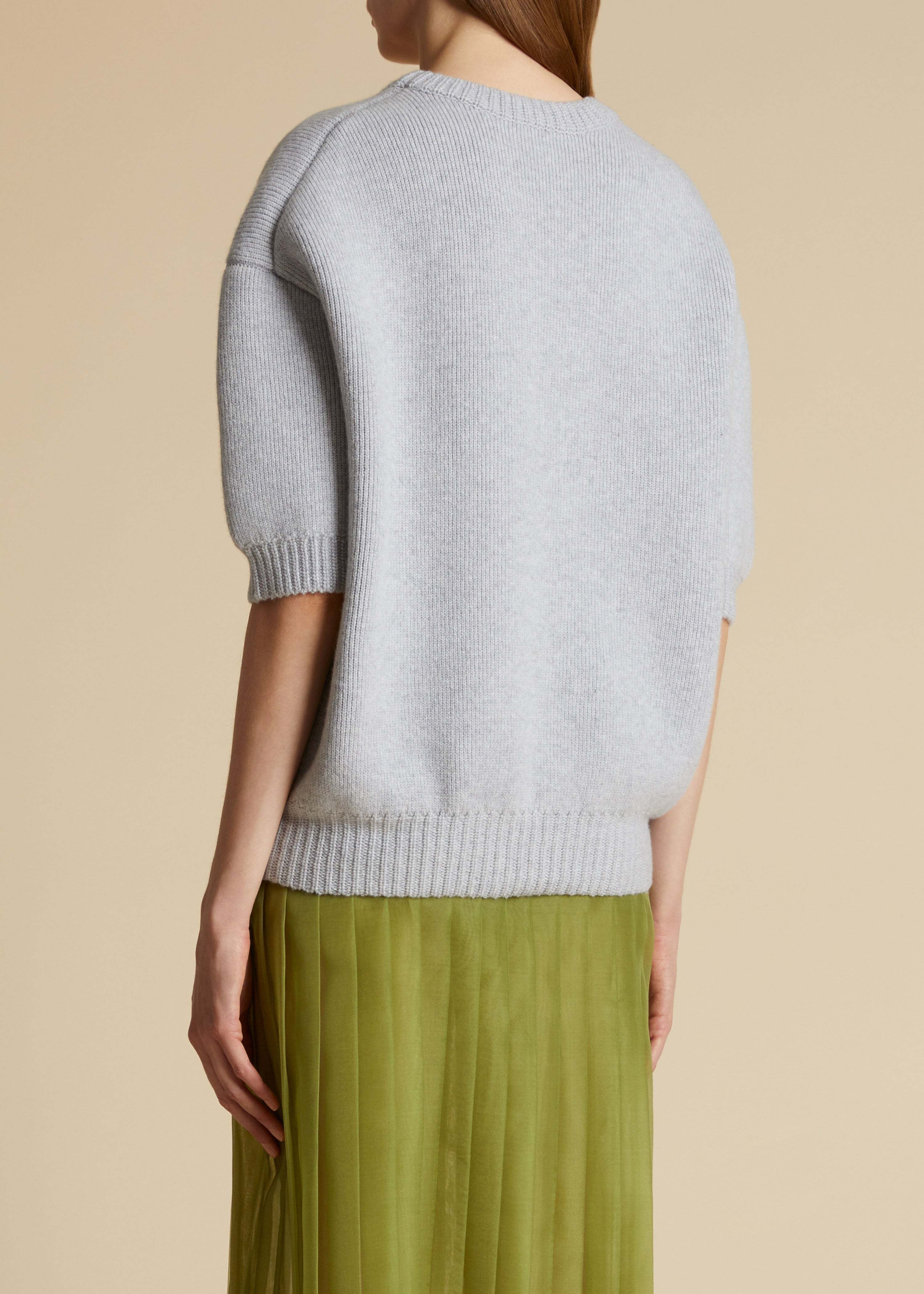 Khaite Davin Short Sleeve Cashmere Sweater In Multicolor