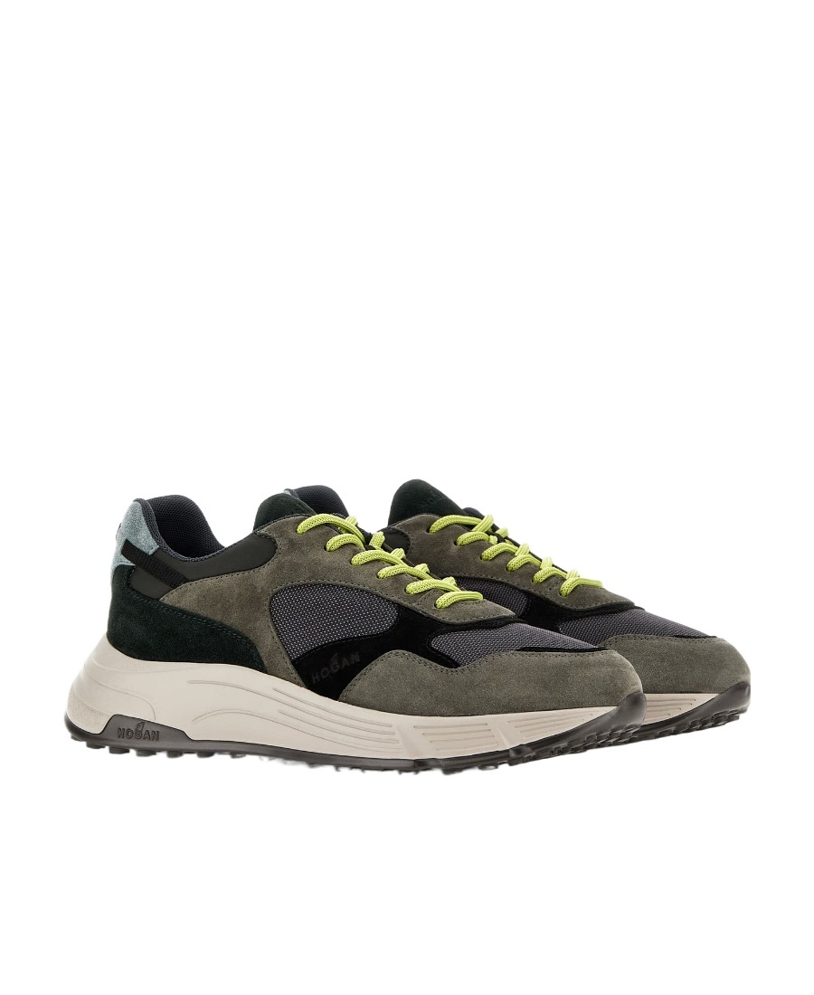 Hogan Hyperlight Panelled Suede Trainers In Black
