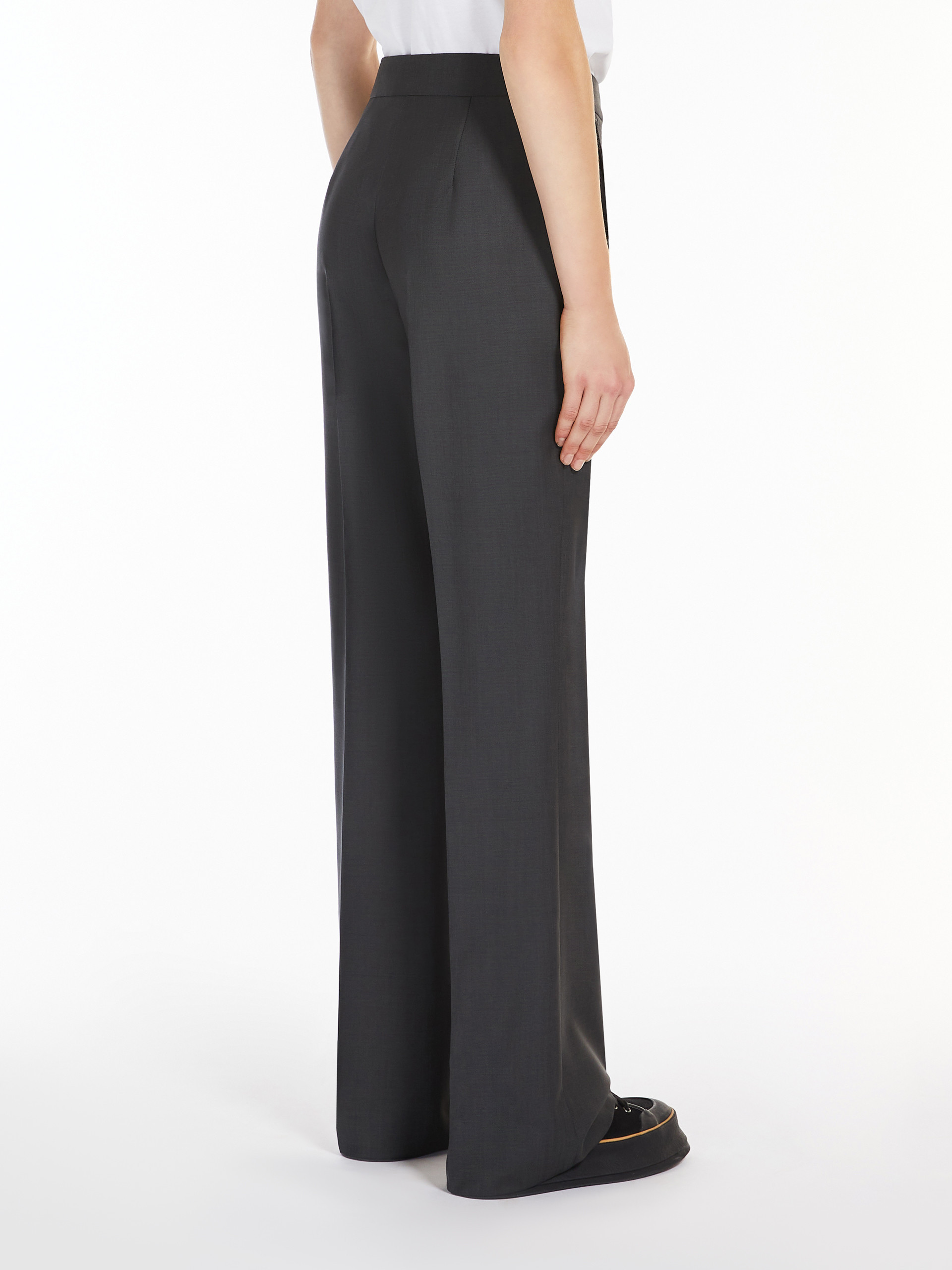 Max Mara Wool Horn Casual Trousers In Gray