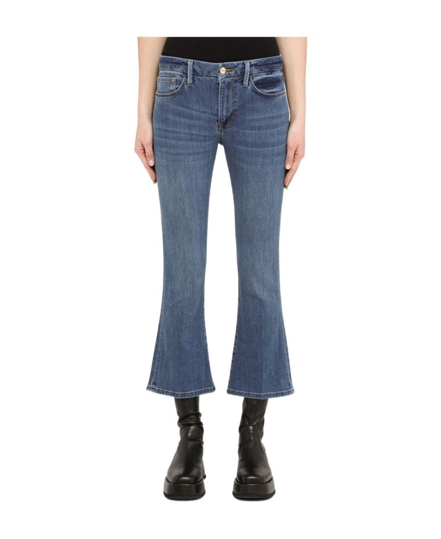 Frame Le One Crop Mini Bootcut Organic Cotton Blend Jeans In Blue