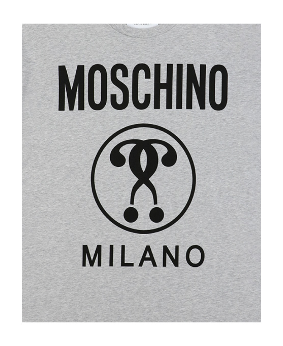 Moschino Double Question Mark Plain Knitted T-shirt In Gray