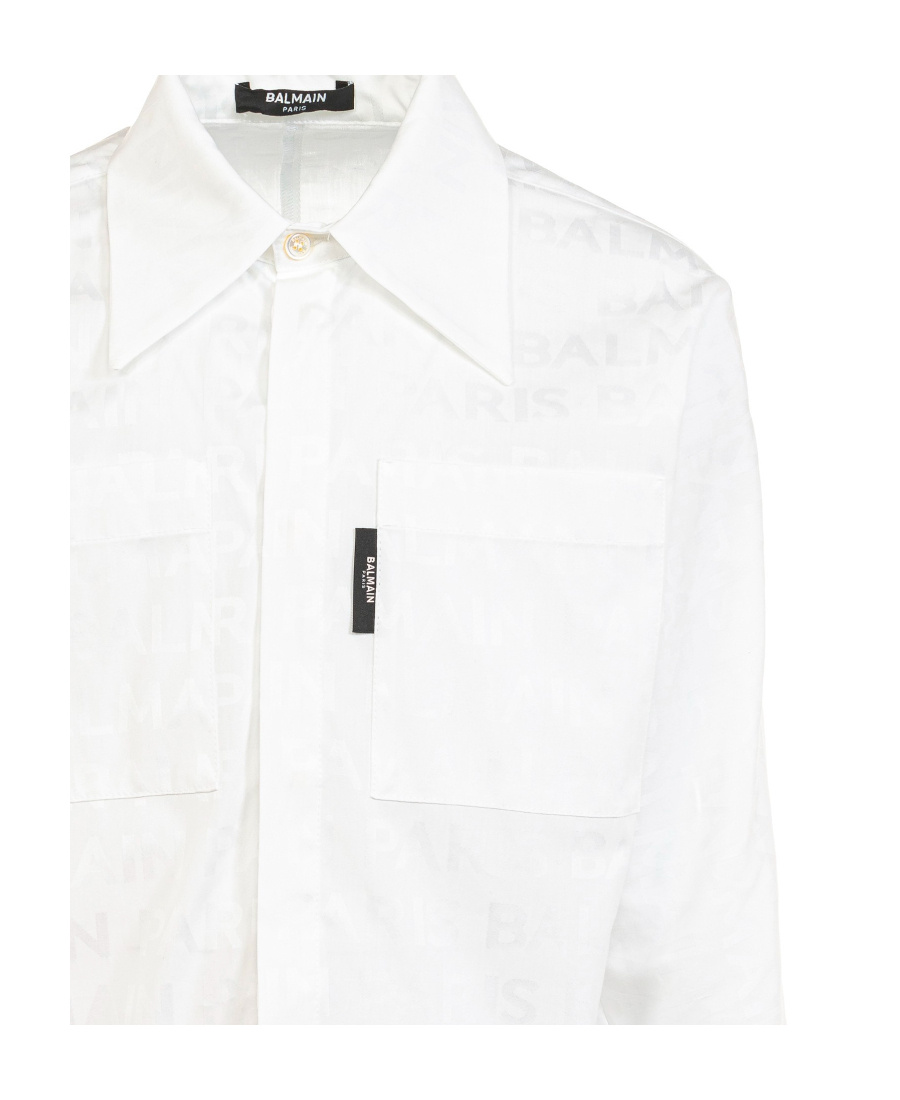 Balmain Teen Logo-print Long-sleeve Shirt In White