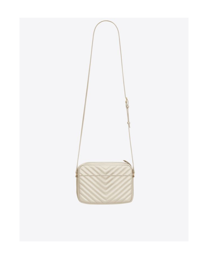 Saint Laurent Lou Quilting Camera Shoulder Bag In White