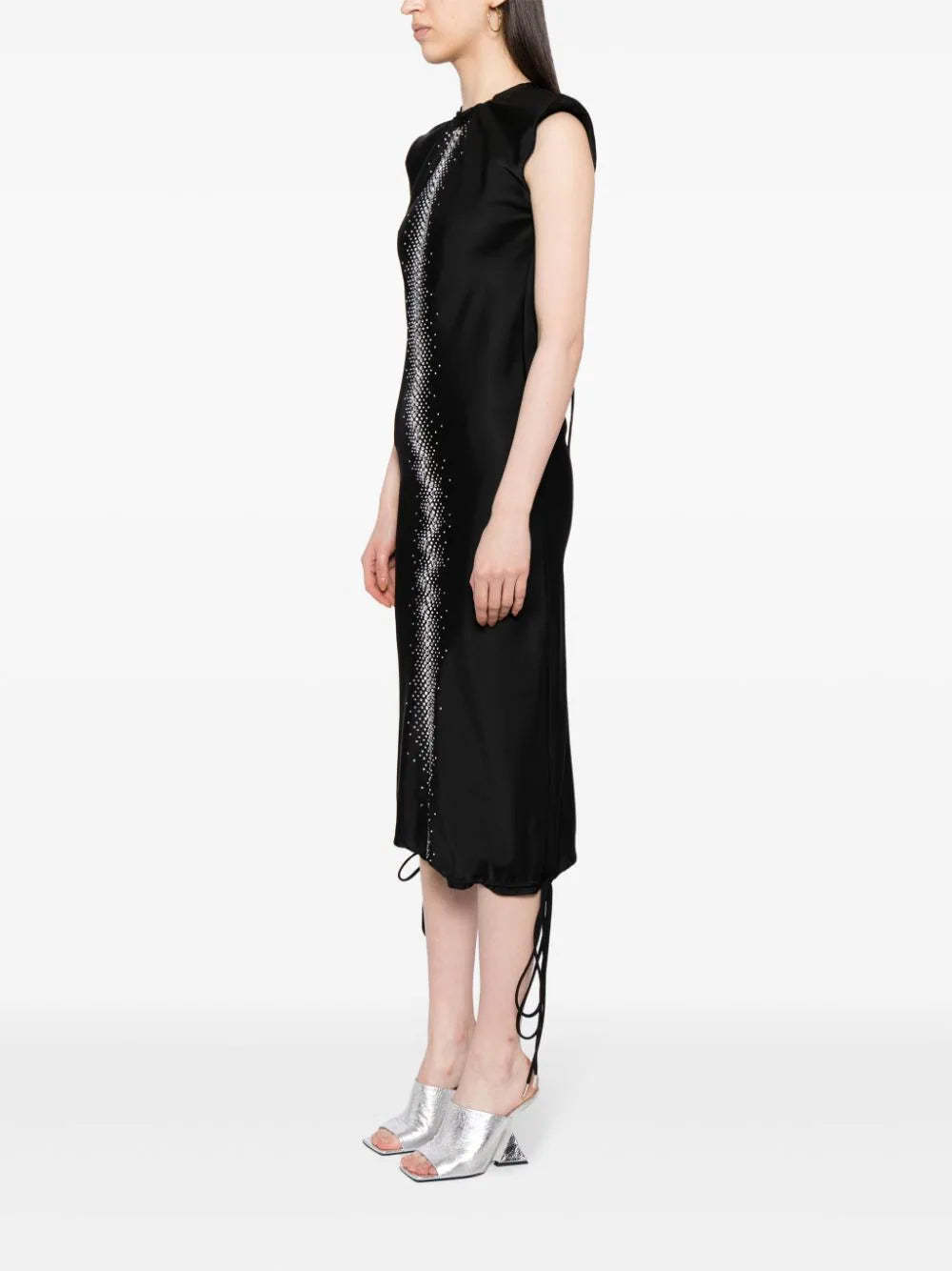 Attico Rhinestone-embellished Midi Dress In Black