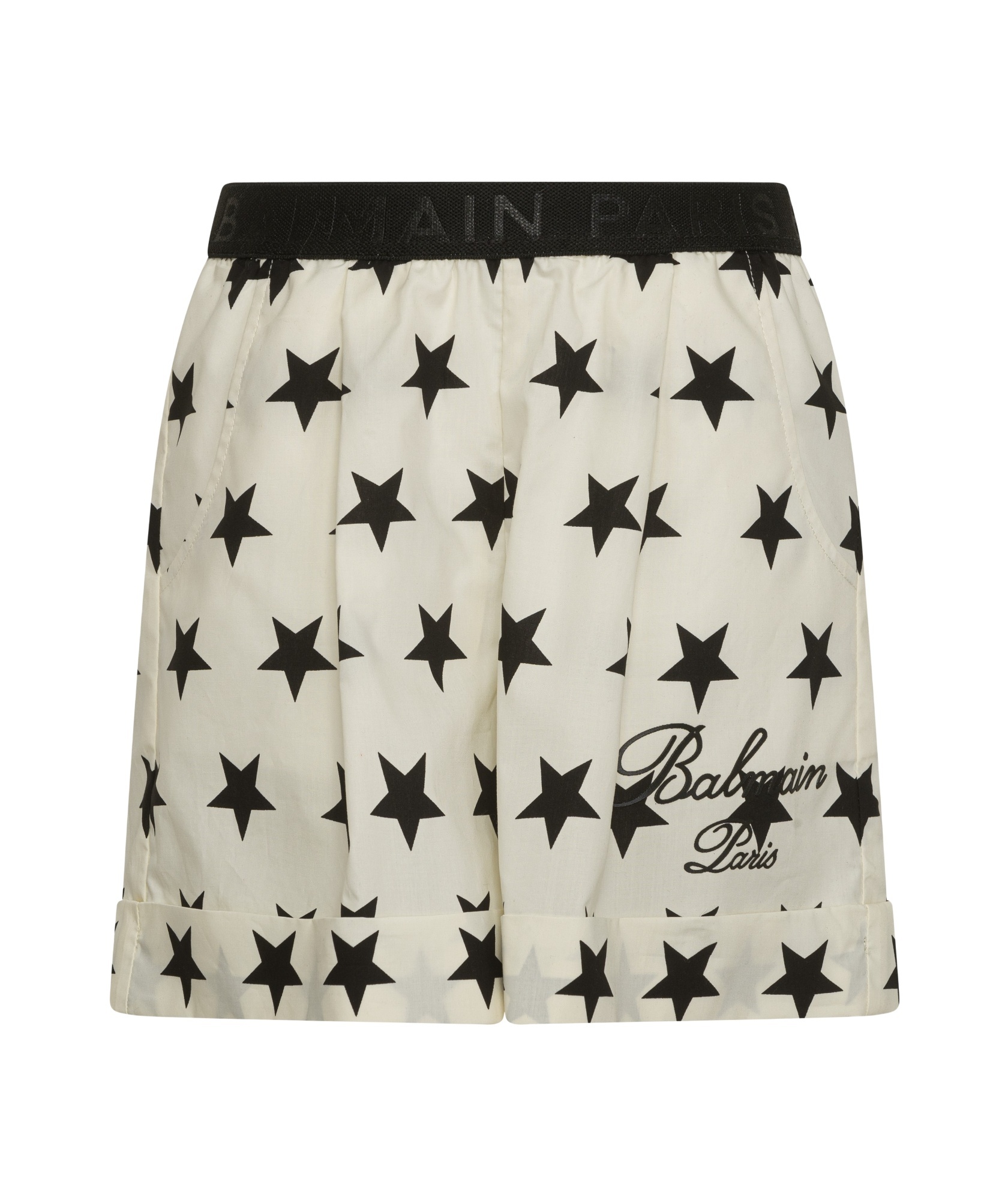 Balmain Star-print Cotton Shorts In Nude