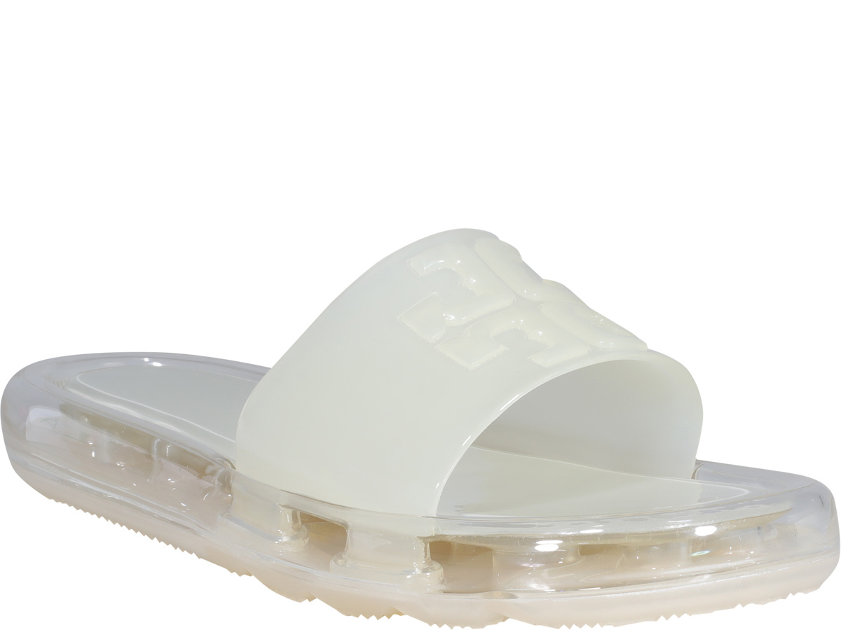 Tory Burch Transparent Sole Slides In White