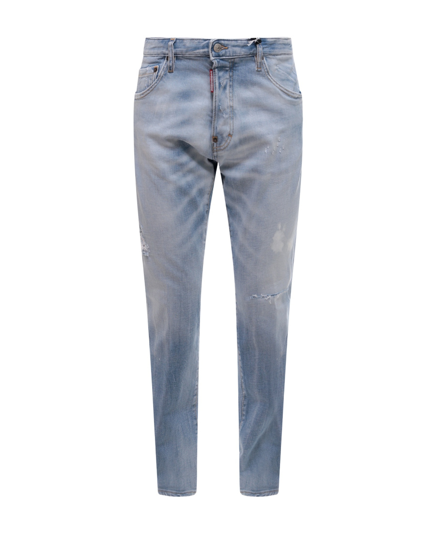 Dsquared2 Logo-patch Tapered-leg Jeans In Gray