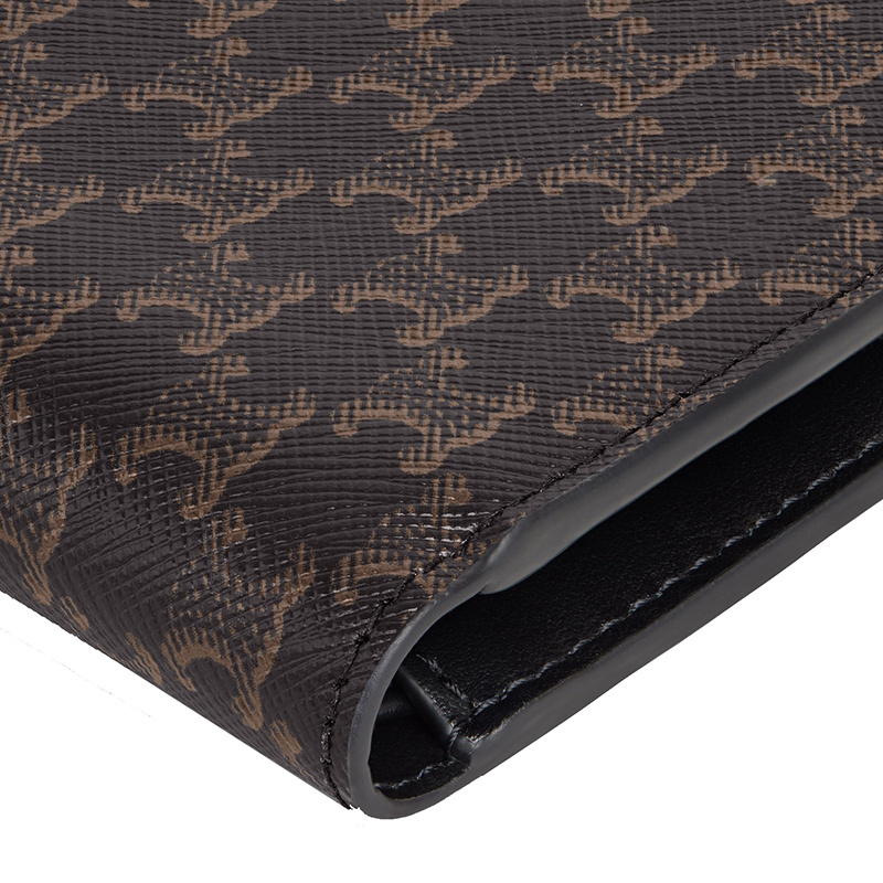 Celine Coated Canvas And Cow Leather Double Fold Wallet In Black