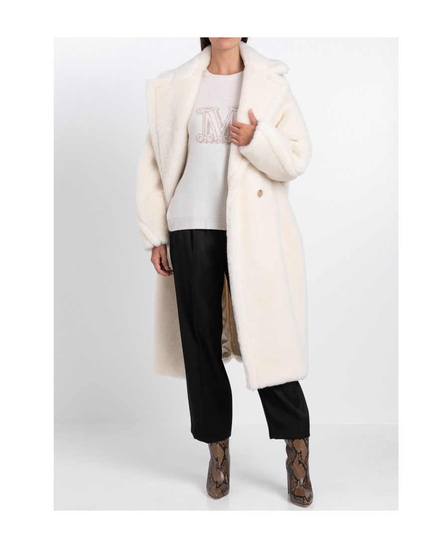 Max Mara Teddy Bear Icon Double-breasted Coat In White
