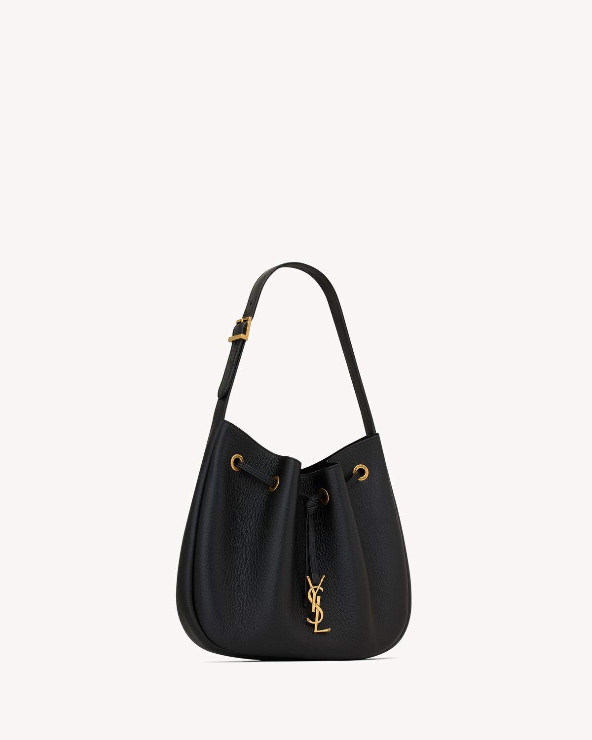 Saint Laurent Paris Vii Small Ysl Hobo Bag In Grained Deer Leather In Black