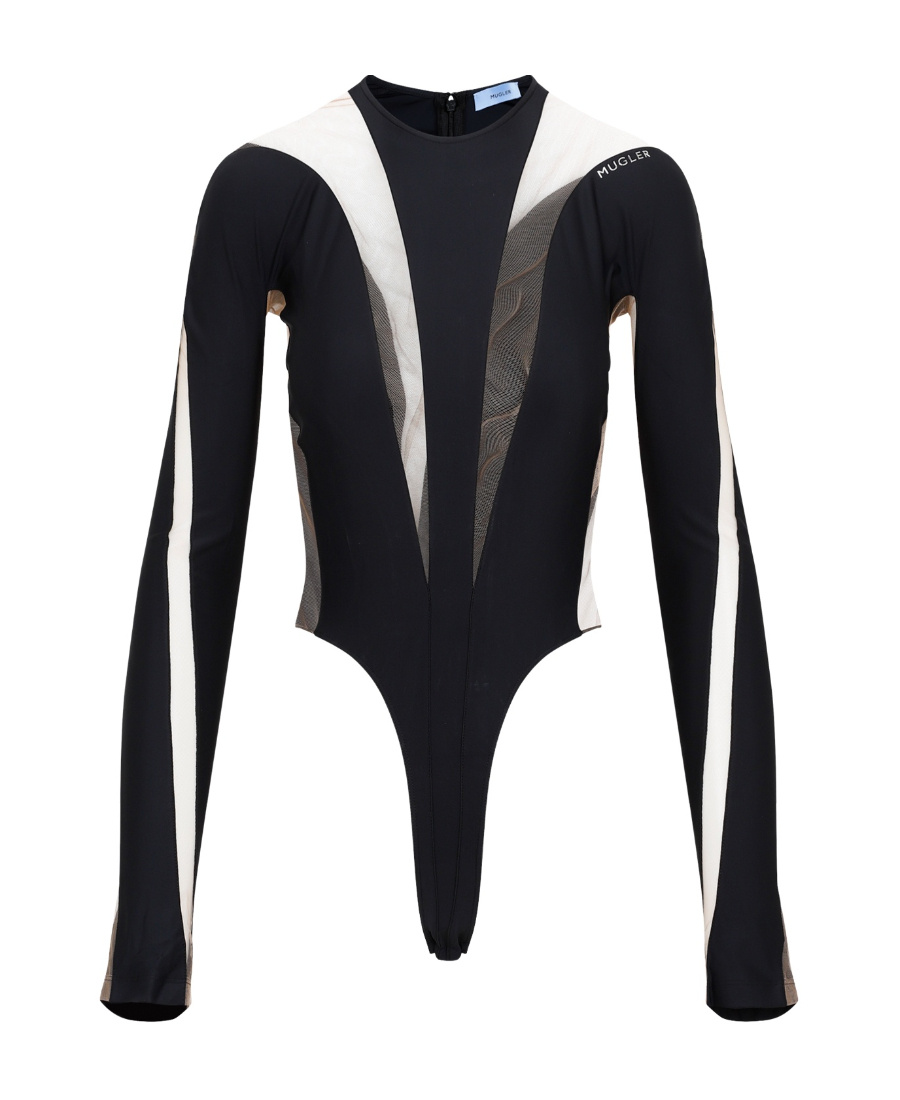 Mugler Illusion Shaping Bodysuit In Black