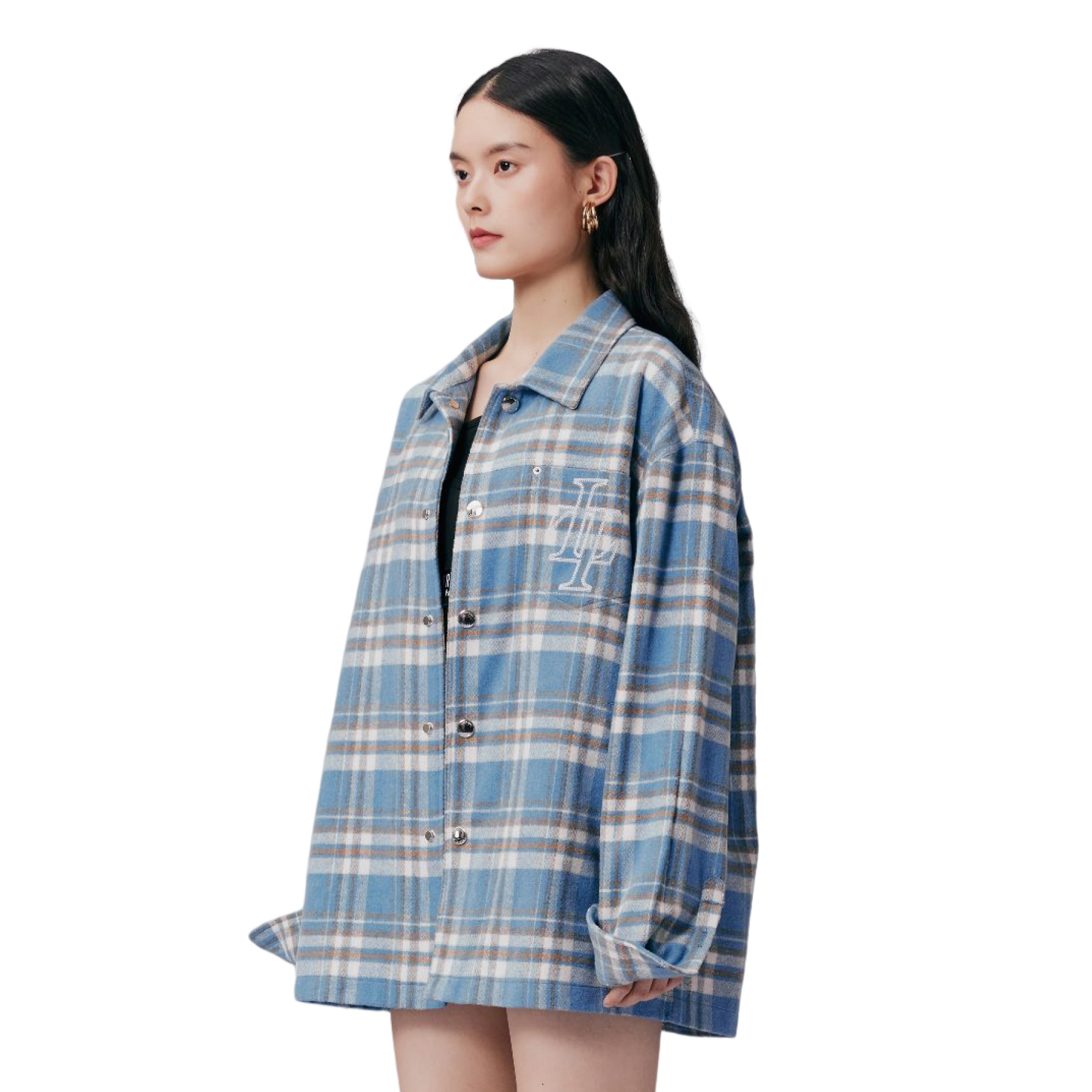 Liuregali Checkered Lapel Shirt In Blue