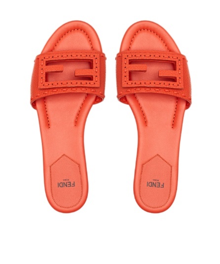Fendi Wide-band Slides Embellished Selleria Stitching In Red