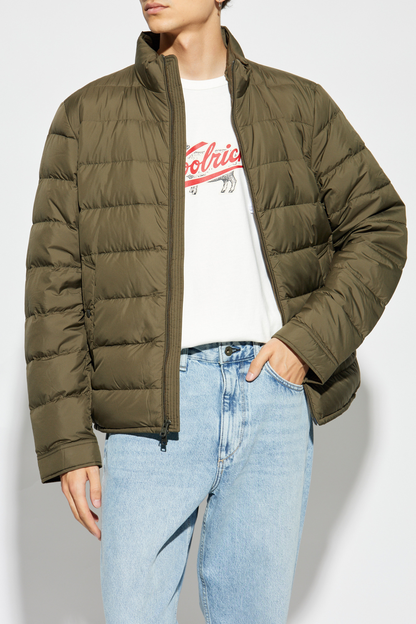 Woolrich Zipped Quilted Jacket In Brown