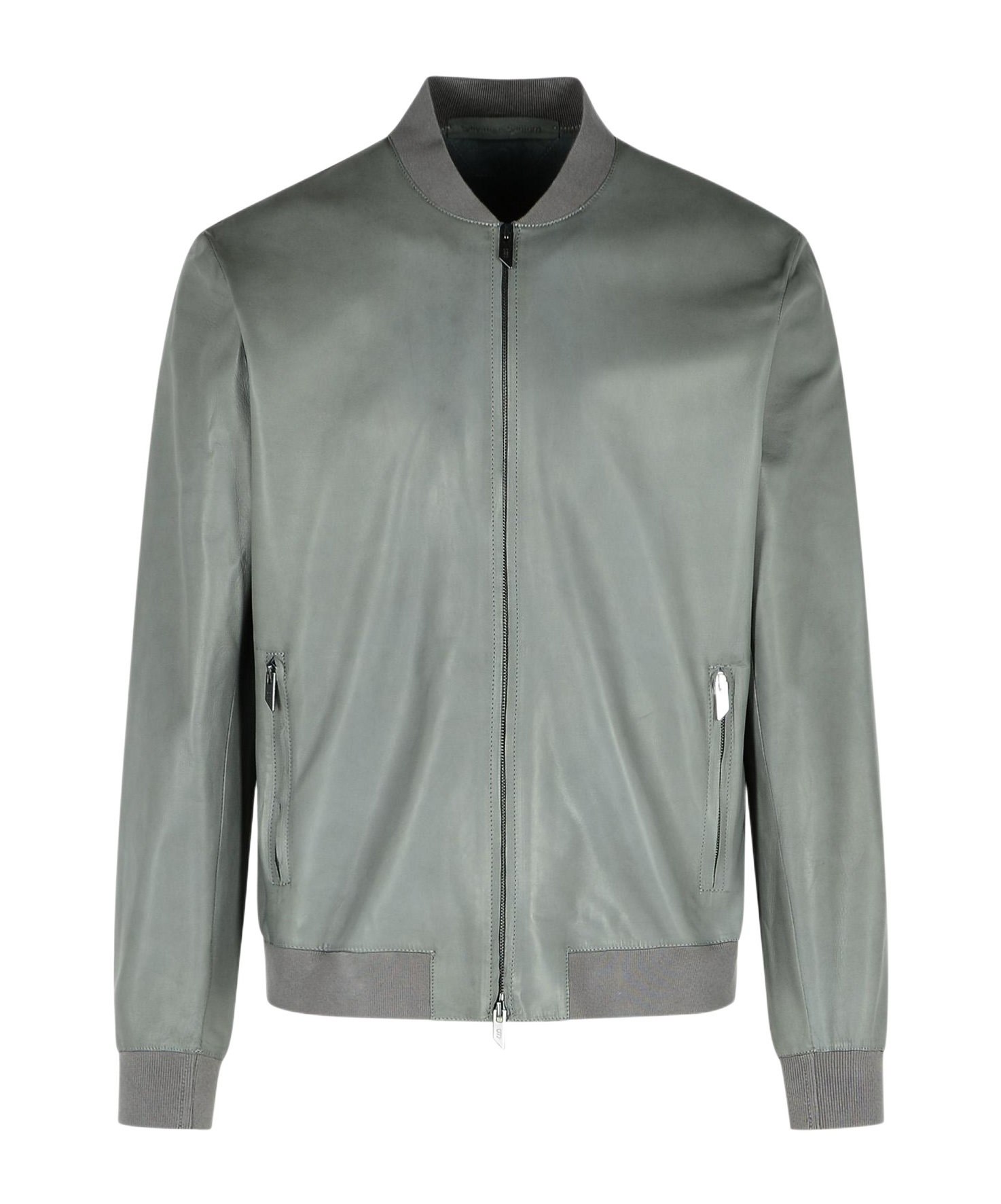 Salvatore Santoro Ribbed Nappa Leather Bomber Jacket In Gray